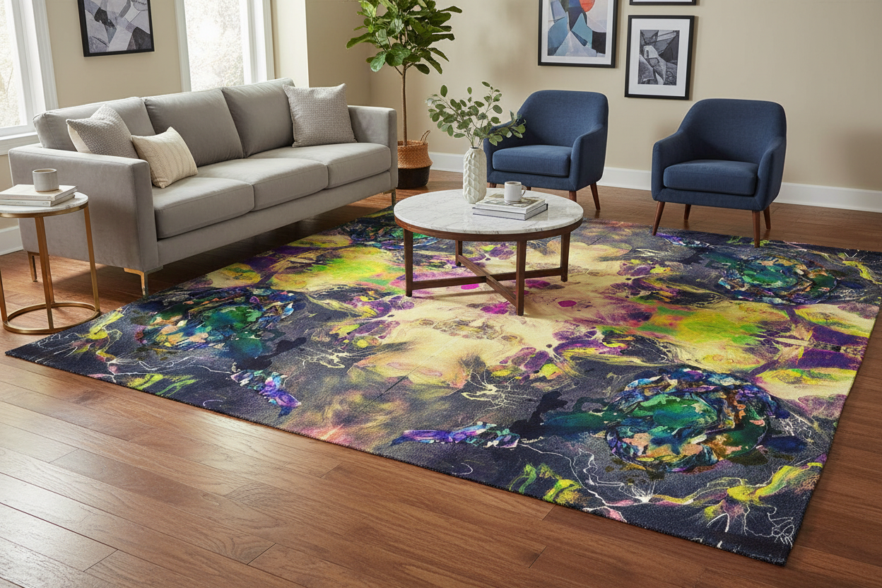Area rug with Victoria fabric