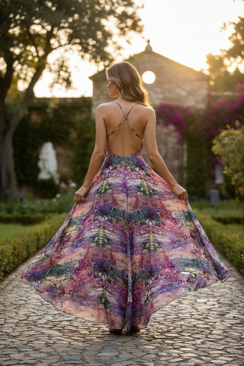 Backless sundress with Morgan fabric