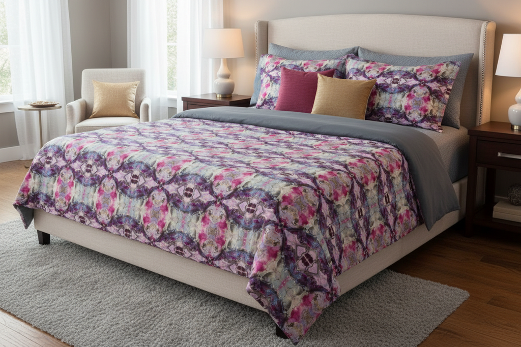 Comforter and pillow shams with Nancy fabric