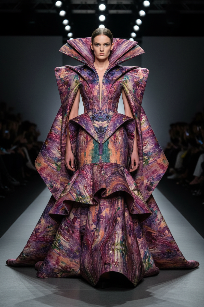 Runway style dress with Morgan fabric
